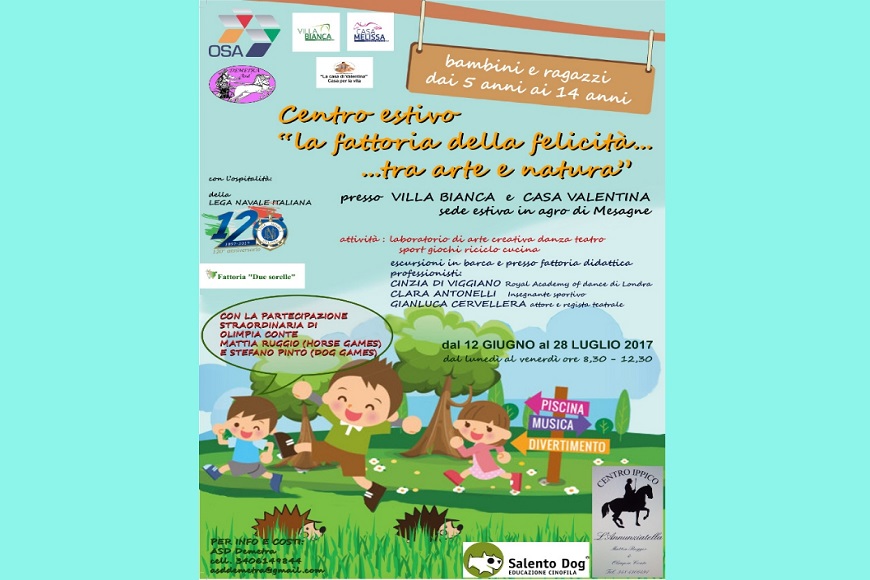 Aperte le iscrizioni per il Centro Estivo a Villa Bianca e Casa Melissa