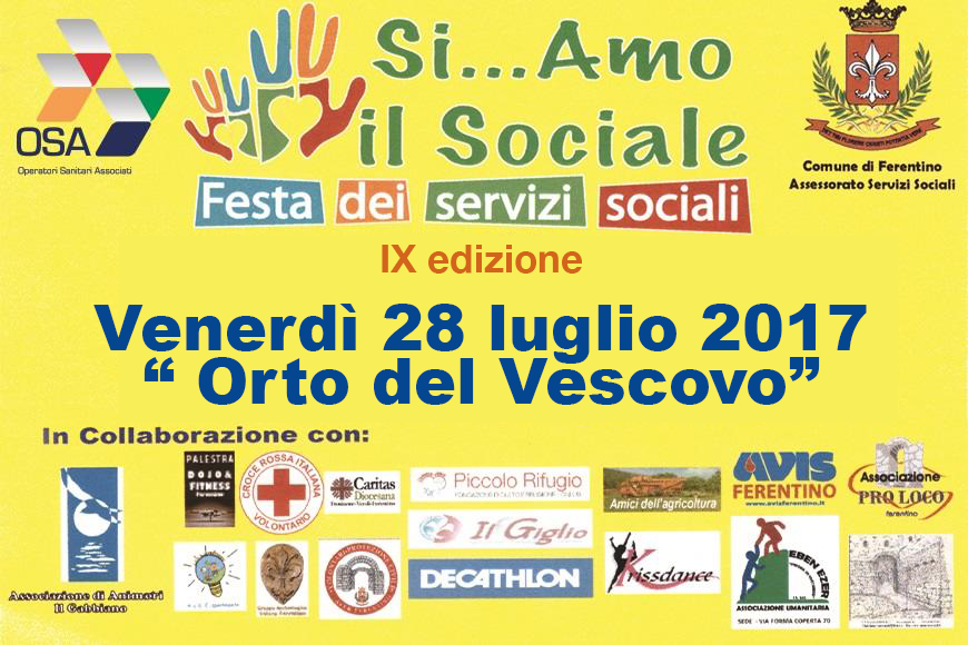 OSA, tutto pronto per la IX edizione di ‘SiAmo il sociale’ a Ferentino